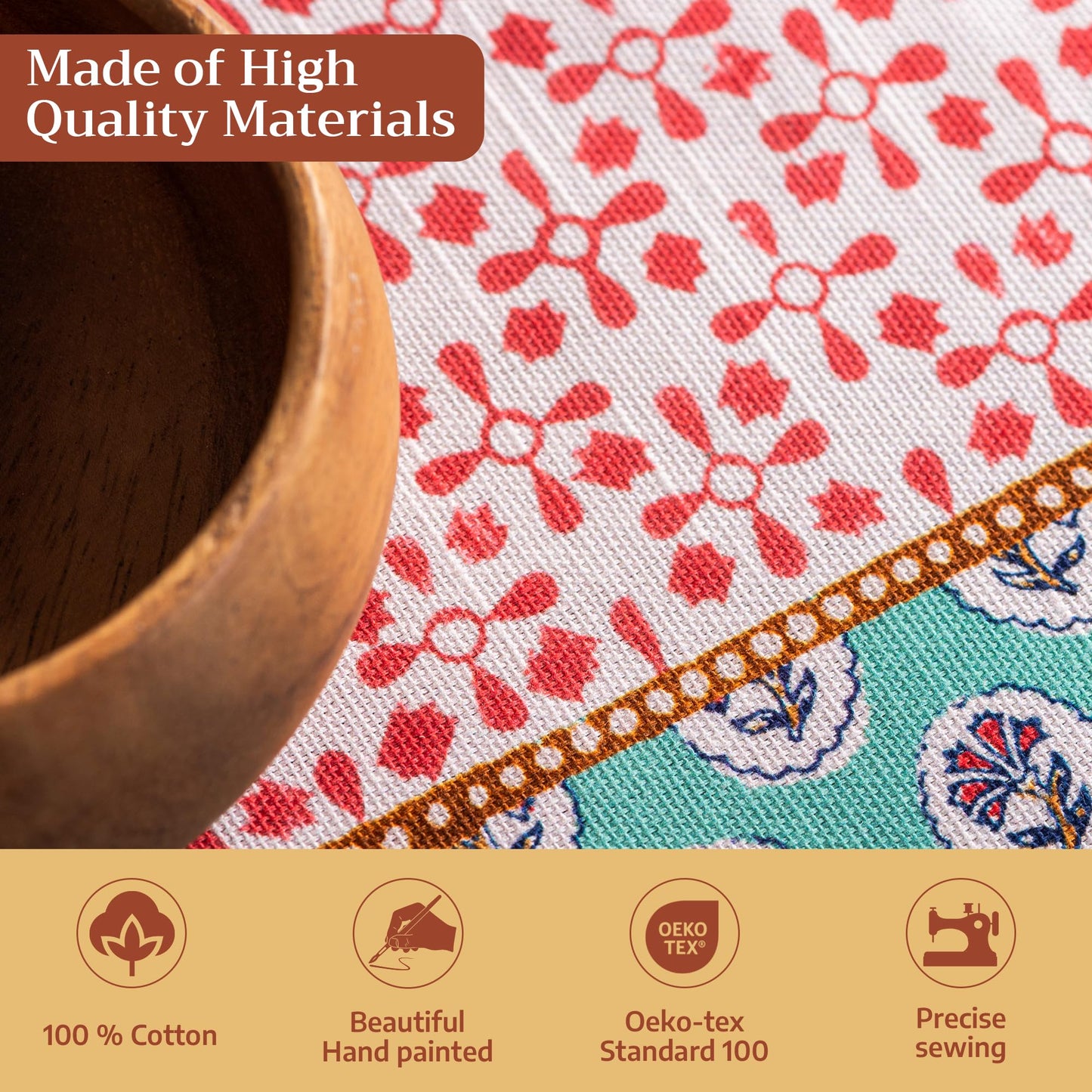 Maison d' Hermine Table Cloth Rectangle Table 100% Cotton 70 x 140 Inches Tablecloth Reusable Decorative for Dining Kitchen Room Farmhouse Home Gifts for Mothers Day Spring Summer - Provence