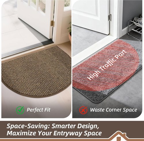 BEQHAUSE Dirt Trapper Door Mat - Non-Slip, Washable Entrance Rug | 17" x 30", Brown, Low Profile Design