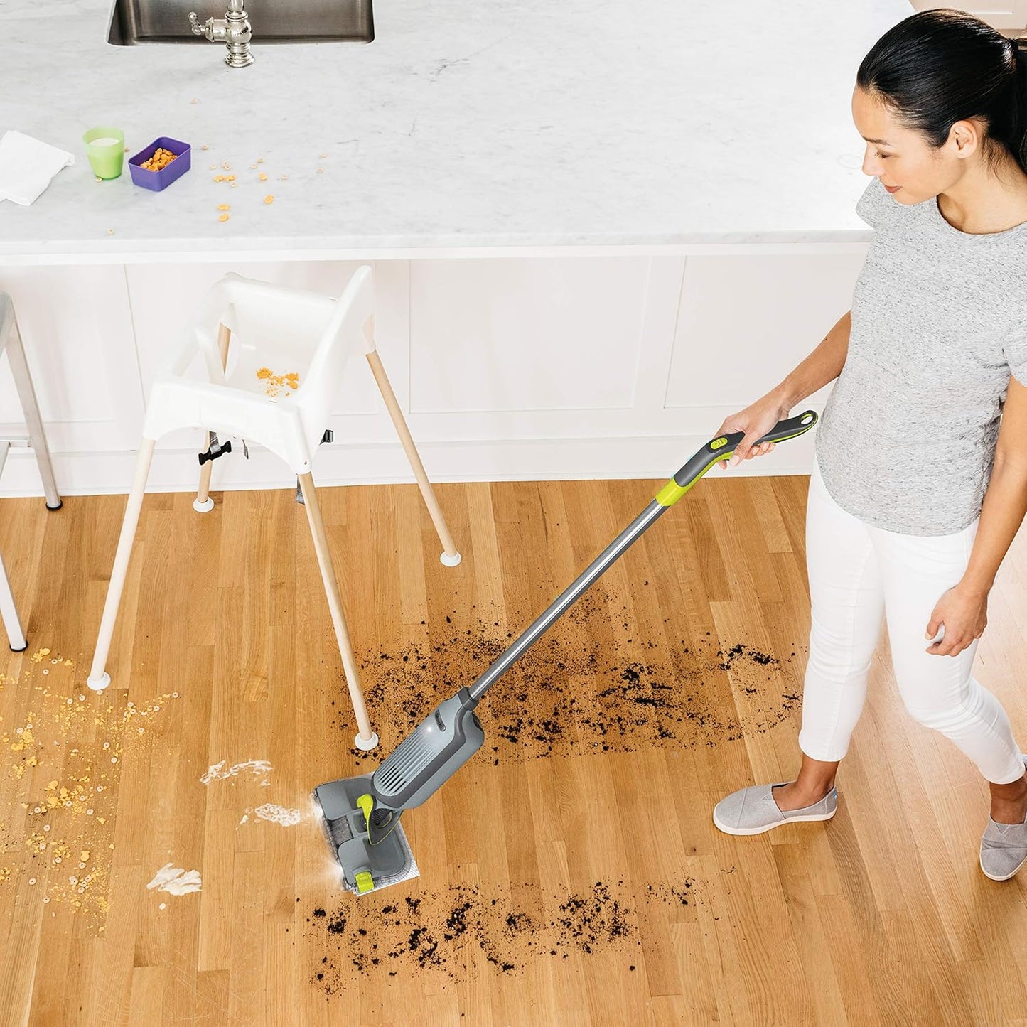 Shark VM252P10 VACMOP Pro Cordless Hard Floor Vacuum Mop - LED Headlights, 12 Pads & 12 oz Solution | Charcoal Gray