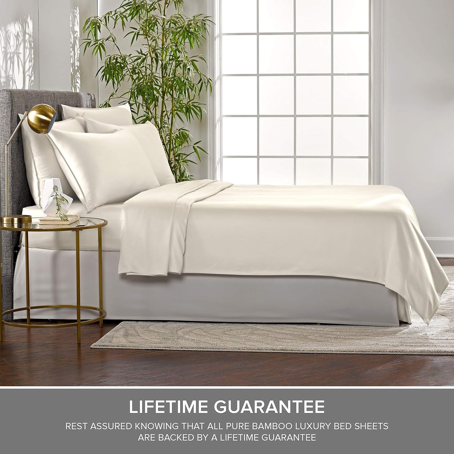 Pure Bamboo Twin XL Sheets - Luxuriously Soft & Cooling 100% Organic Viscose Bed Set | Ivory, Double Stitching