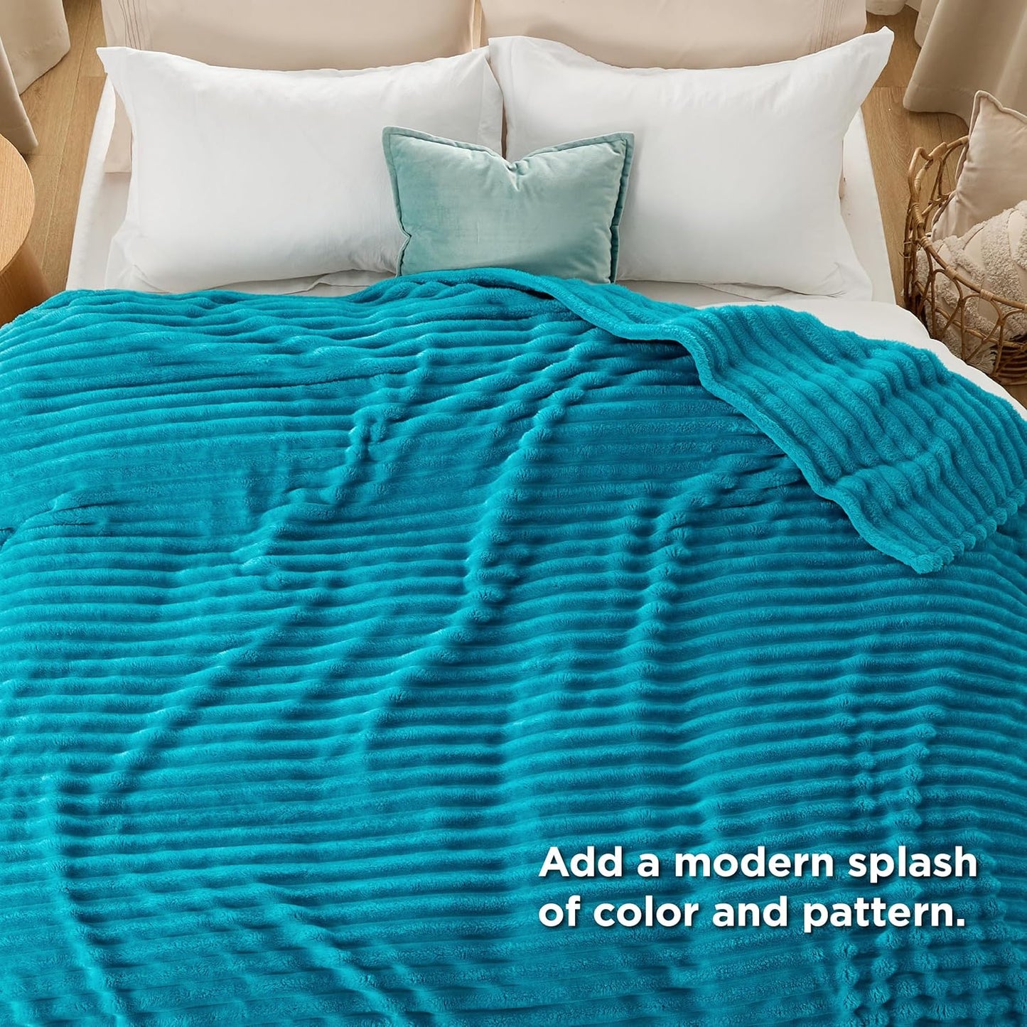 Bedsure GentleSoft Fleece Blanket - Cozy Teal Throw for Couch, Perfect for Women & Girls, 108x90 Inches