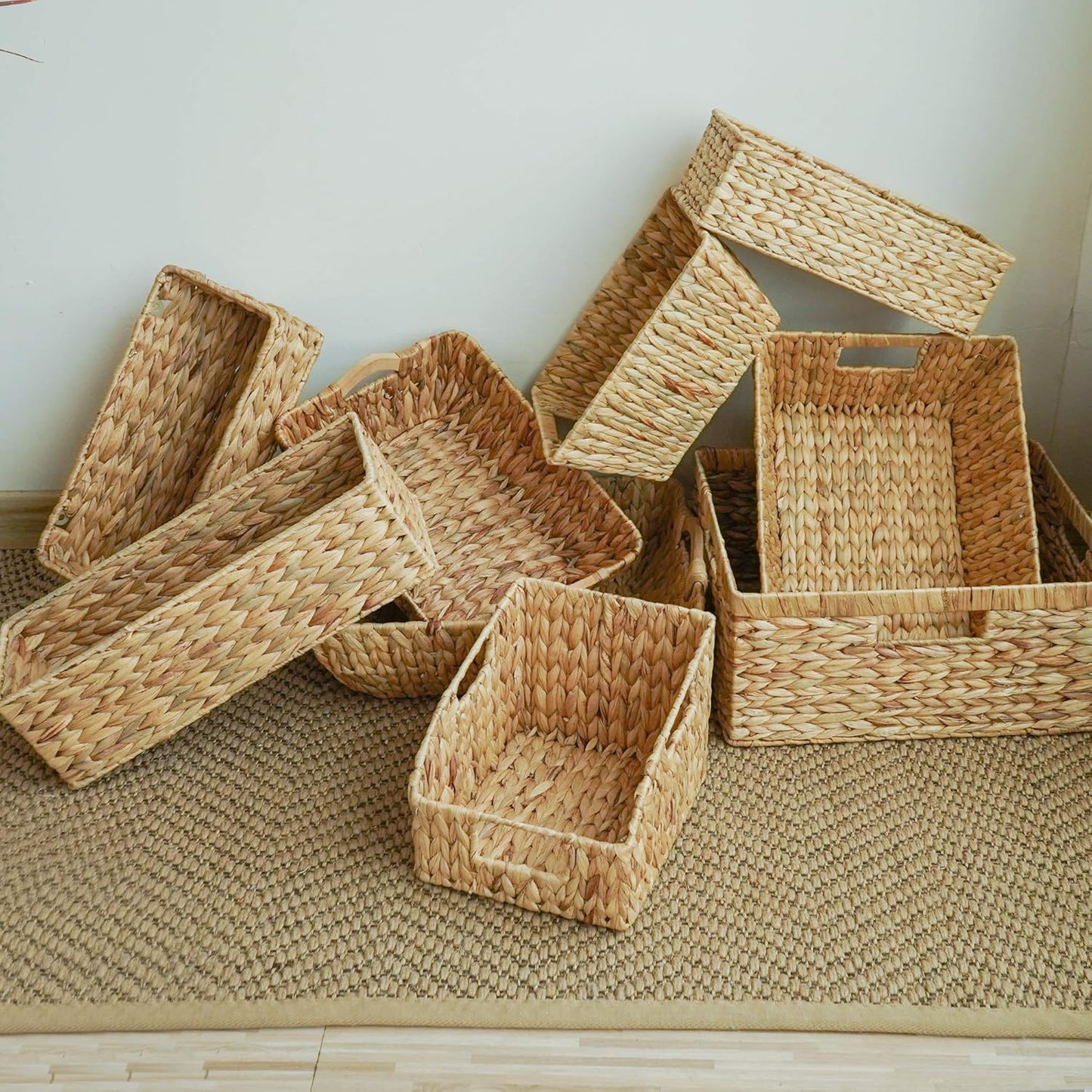 StorageWorks Toilet Tank Basket - Water Hyacinth Storage Baskets for Bathroom | 2-Pack Set