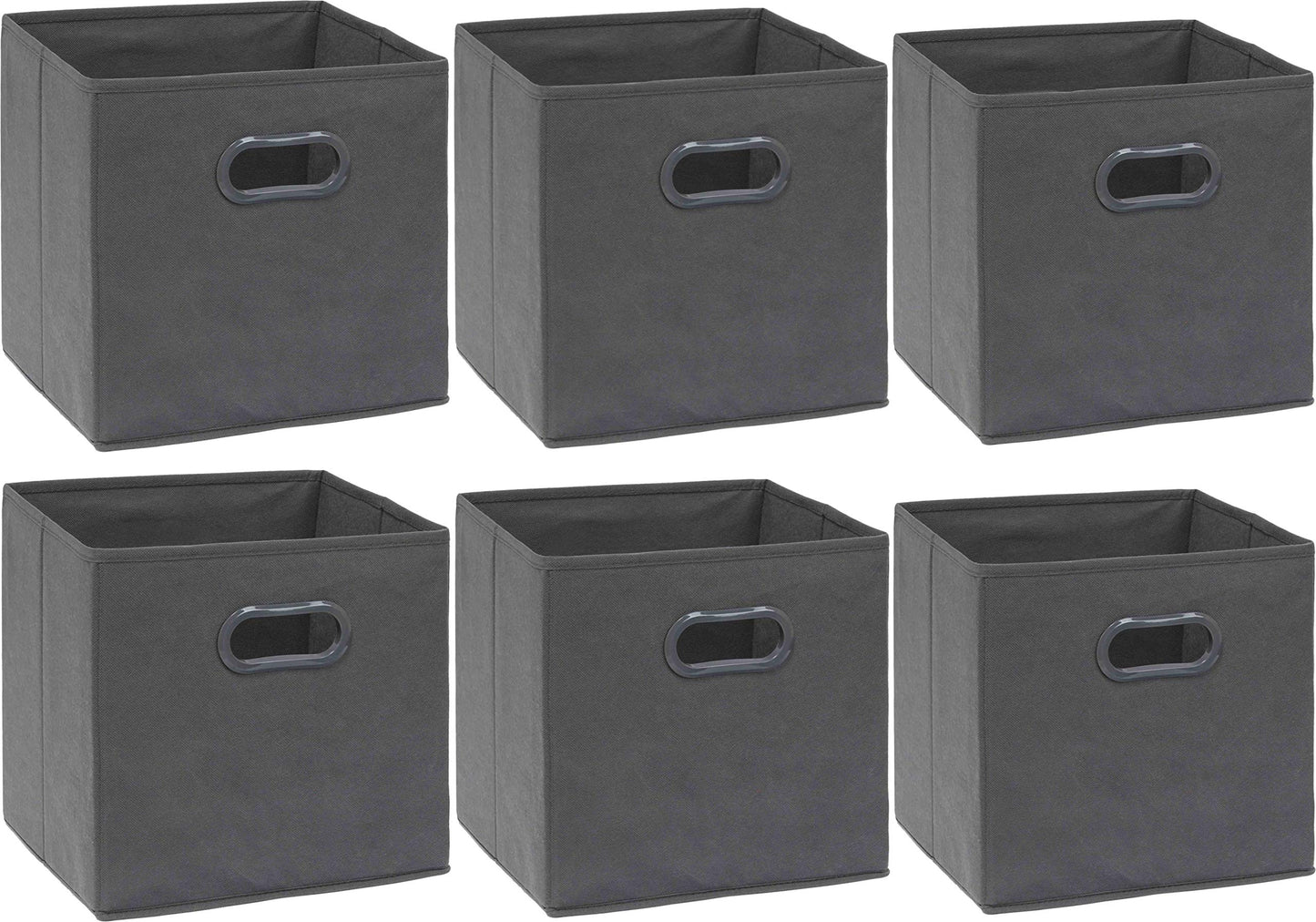 Simple Houseware Foldable Cube Storage Bins with Handles, 11-Inch, Dark Gray, 6-Pack, Fabric Cubes Organizer for Closet or Shelves