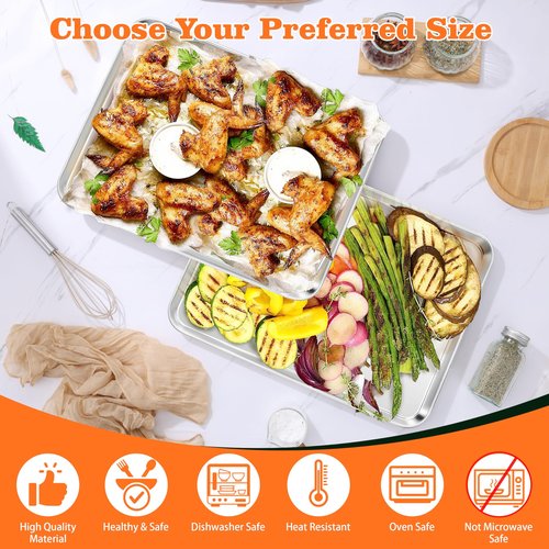 Herogo Stainless Steel Baking Sheet Pan Set, 17×13×1 Inch Rectangle Cookie Sheet Bakeware Set for Oven, 2 Pack Multipurpose Kitchen Cookware, Non Toxic & Heavy Duty & Easy Clean-Extra Large