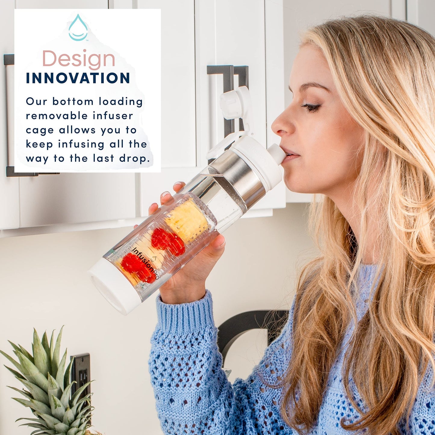 Infusion Pro 24 oz Fruit Infuser Water Bottle with Flavor Infuser and Flip Top Lid : Insulated Sleeve & Fruit Infused Water eBook : Bottom Loading Water Infuser for More Flavor : Unique Gift Idea