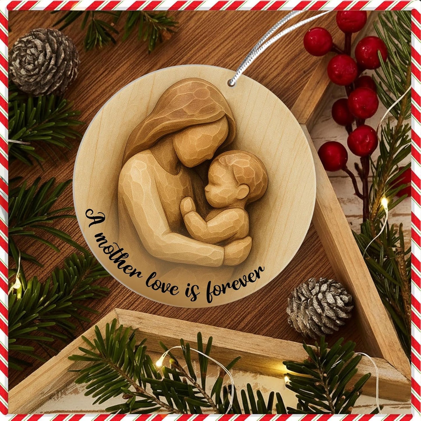 Regine Switzerland Mother and Child Ornament - 2D Flat Acrylic Design | Perfect Christmas Gift for Moms