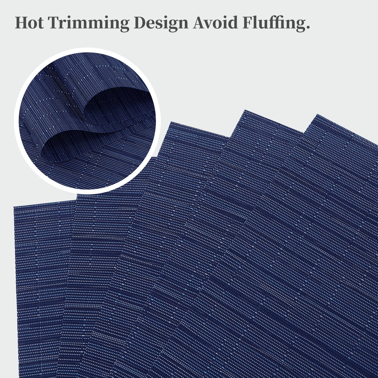 Leetaltree Blue Placemats Set of 8 - Heat Resistant Non-Slip Place mats for Dining Table, Washable Durable PVC Vinyl Woven Table Mats（Blue, 8）