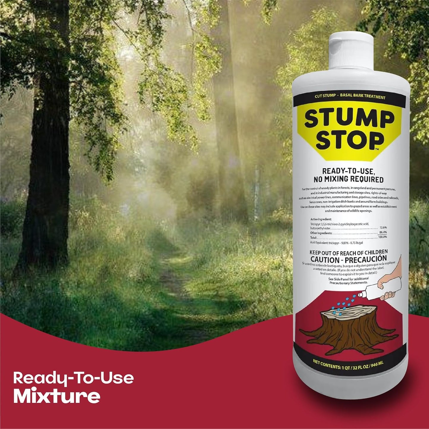 Stump Stop | Ready-to-Use Stump Killer - 32 Fl. Oz - Effective Tree & Bush Control - Ideal for Forests & Pastures