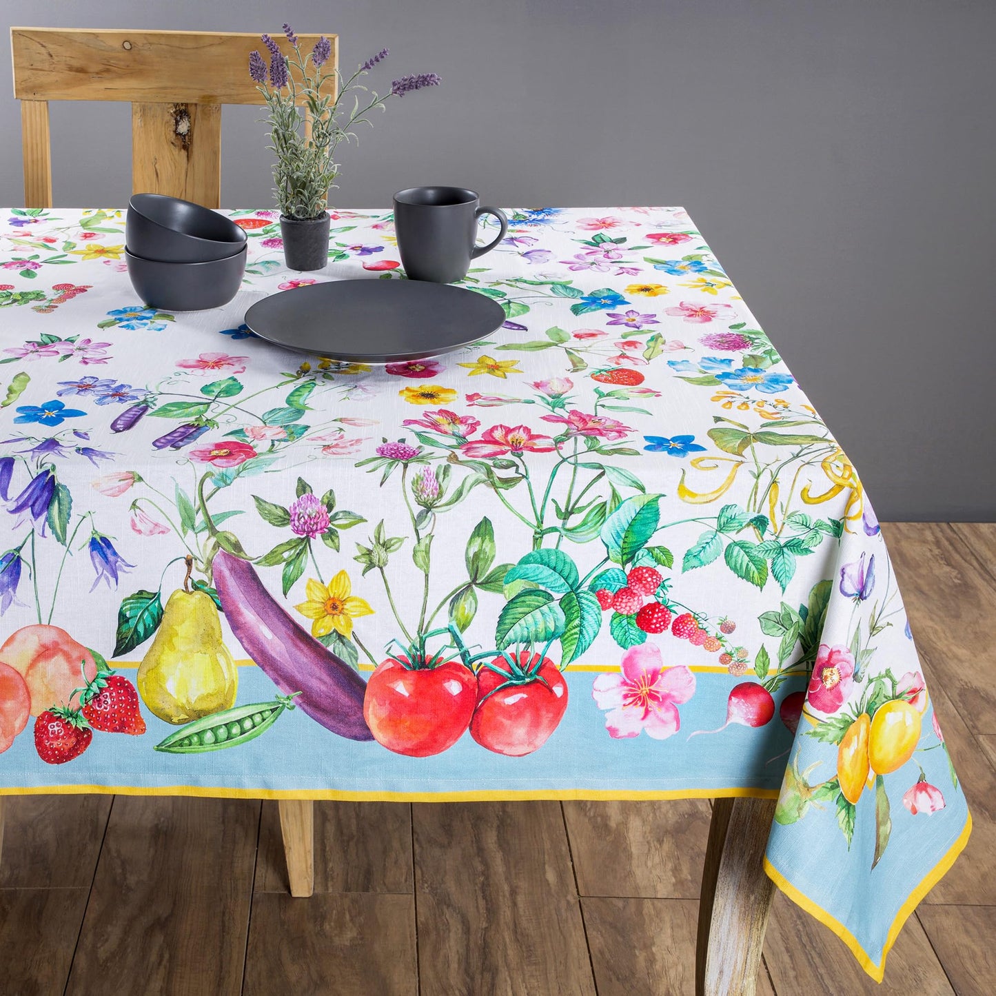 Maison d' Hermine Table Cloth Rectangle Table 100% Cotton 54 x 72 Inches Tablecloth Reusable Decorative for Dining Kitchen Room Farmhouse Home Gifts for Mothers Day Spring Summer - Giverny