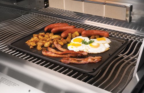 Cast Iron Reversible Griddle for Rogue® 425 - 56425 - Napoleon Barbecue Grill Accessory, Fits Napoleon Rogue® 425 Barbecue Grills, Cast Iron Griddle, Reversible, Non-Stick, Holes to Drain Grease