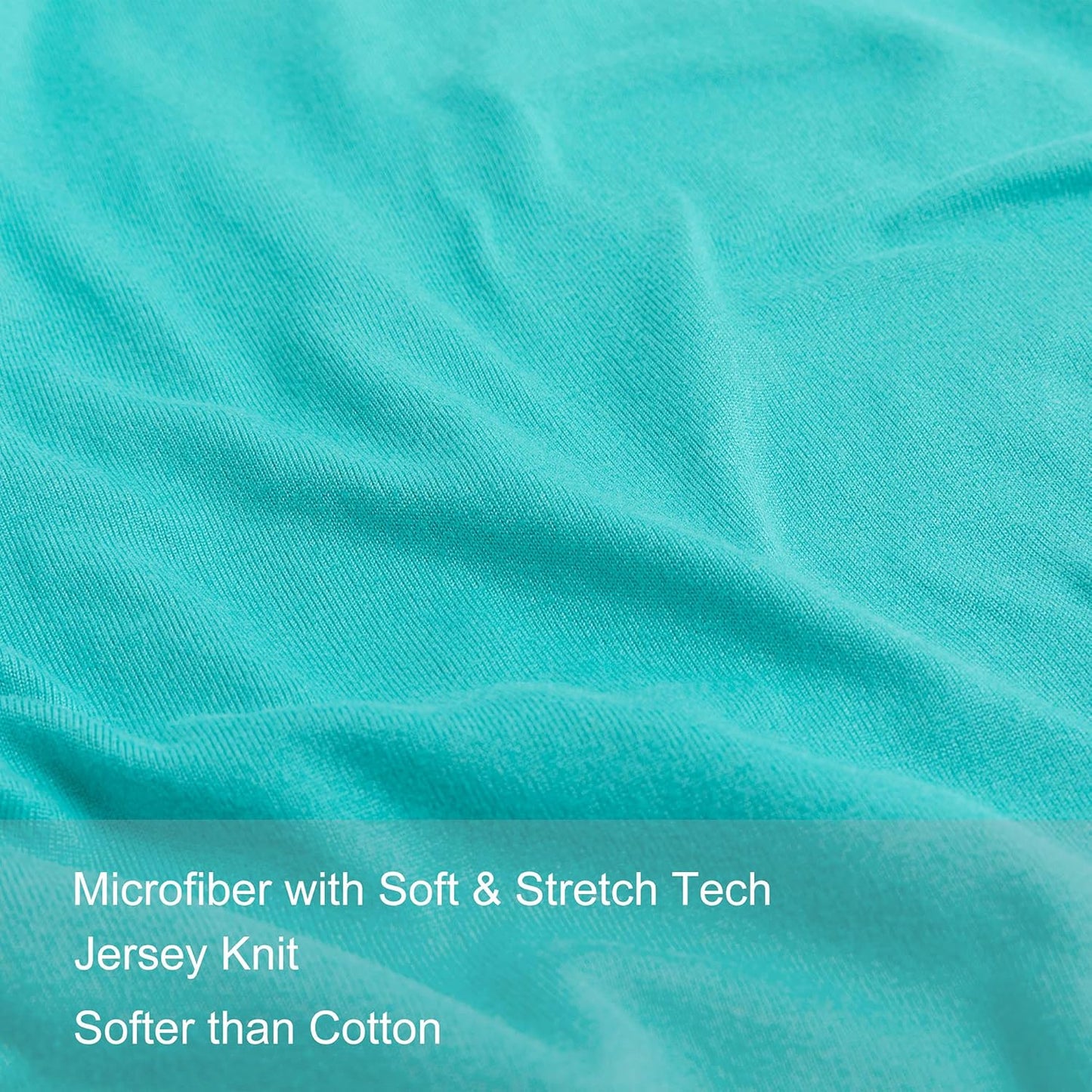 Skiennix 2-Pack Stretch Pillow Cases - Ultra Soft Jersey Knit with Envelope Closure - Aqua, Queen/Standard Size