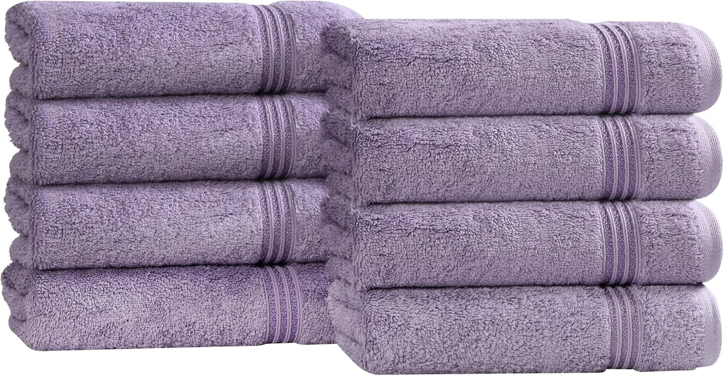 Superior Egyptian Cotton 6-Piece Towel Set, Bathroom Essentials, Towels For Bathroom, Apartment, Airbnb, Guest Bath, Face, Hand, Bath Towels, Washcloths, Absorbent, Fast Drying, Royal Purple