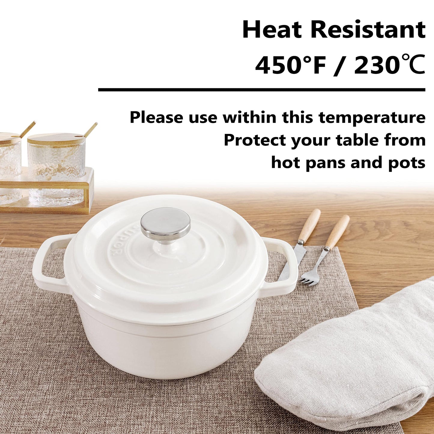 Home Brilliant Linen Placemats Set of 4 Heat Resistant Dining Table Cloth Place Mats Kitchen Table Mats Placemats Table Decor, Natural Linen