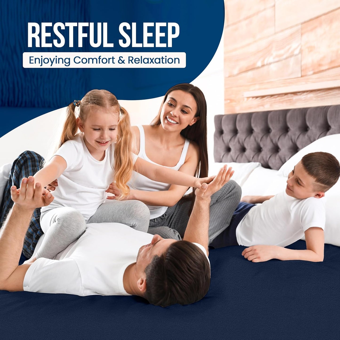 Utopia Bedding King Size Mattress Protector - Waterproof Terry Cover with Deep Pockets | Soft & Breathable Navy Blue