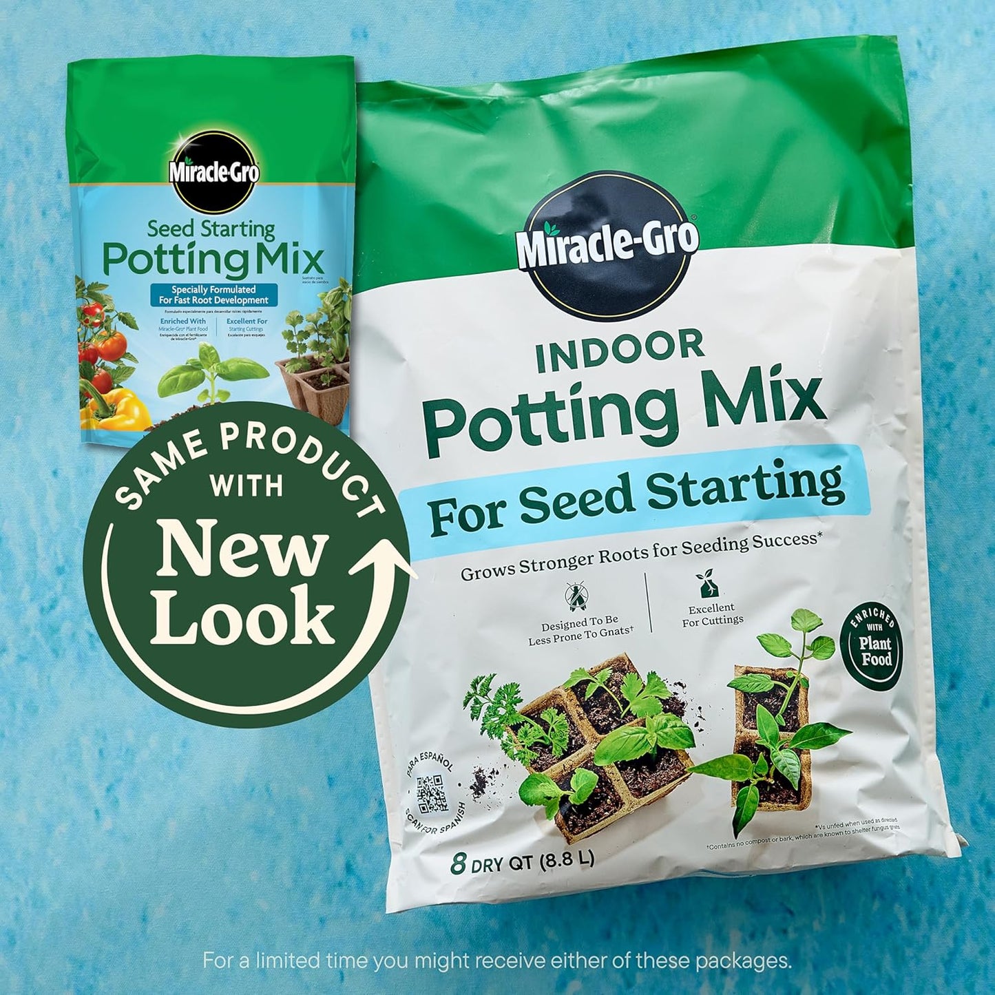 Miracle-Gro Indoor Potting Mix - Ideal for Seed Starting & Cuttings | 8 Qt. (2-Pack)