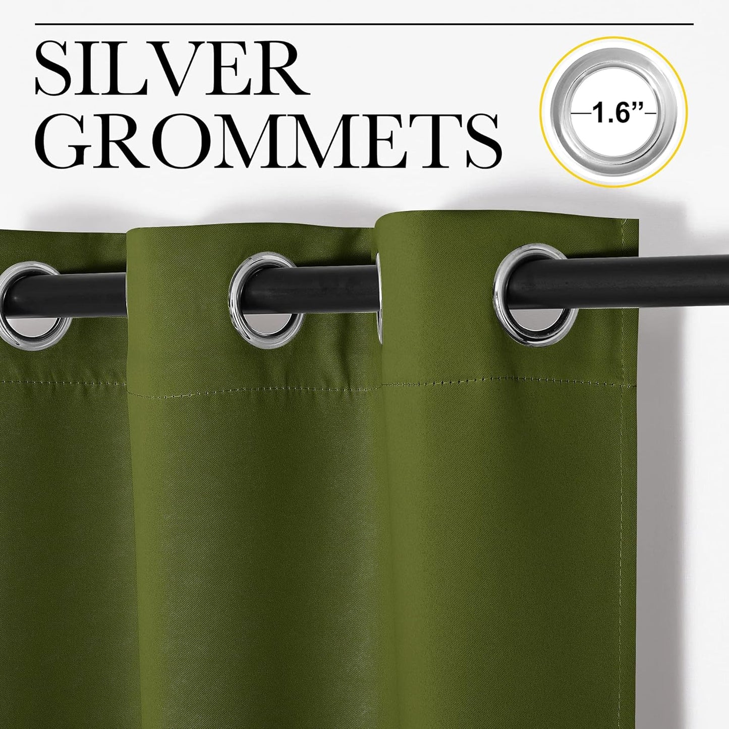 NICETOWN Olive Green Blackout Curtains - 120 Inch Length, Thermal Insulated, 2 Panels, 55" Wide