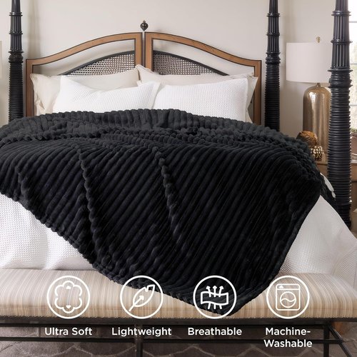 Bedsure GentleSoft Blanket - Cozy Black California King Size Throw, 102x96 Inches for Ultimate Comfort