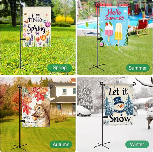 Garden Flag Stand - Stable 5-Prong Base for Outdoor Flags | Waterproof Coated Holder with Clip