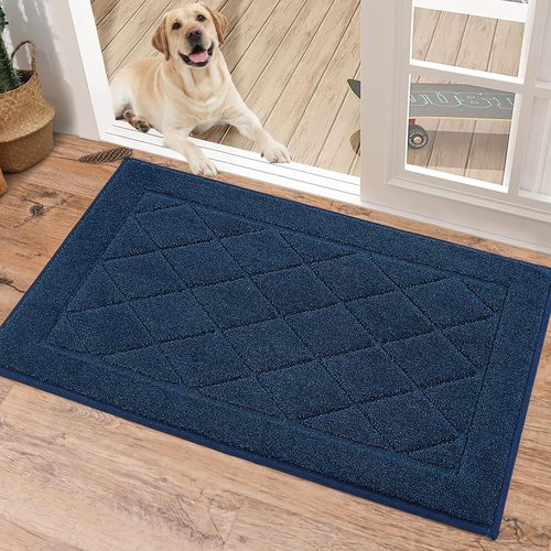 BEQHAUSE Dirt Trapper Door Mat - Non-Slip, Washable, Stain-Resistant Entryway Rug | 20" x 32", Navy Blue