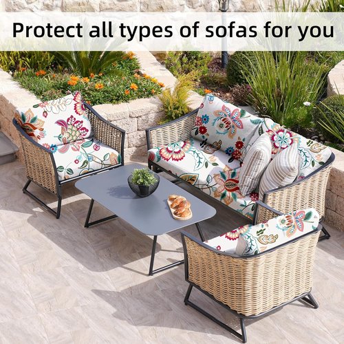 BIETYONE Outdoor Couch Cushion Covers - 8Pcs Washable & Reusable Slipcovers for Patio Furniture (Vivid)