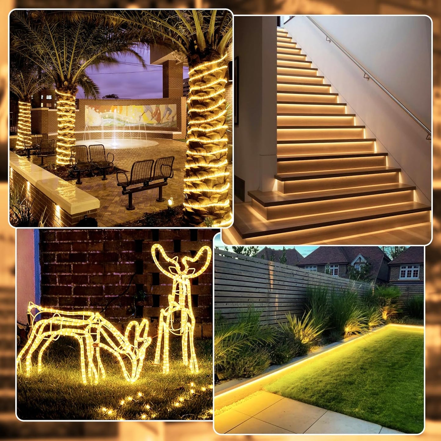Skiennix 50ft LED Rope Lights - Waterproof 300 LED with Remote & Timer | Indoor/Outdoor Use, Warm White