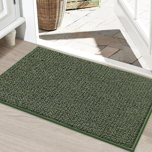 BEQHAUSE Dirt Trapper Door Mat - Non-Slip, Washable, Absorbent Entrance Mat | 24" x 36", Green