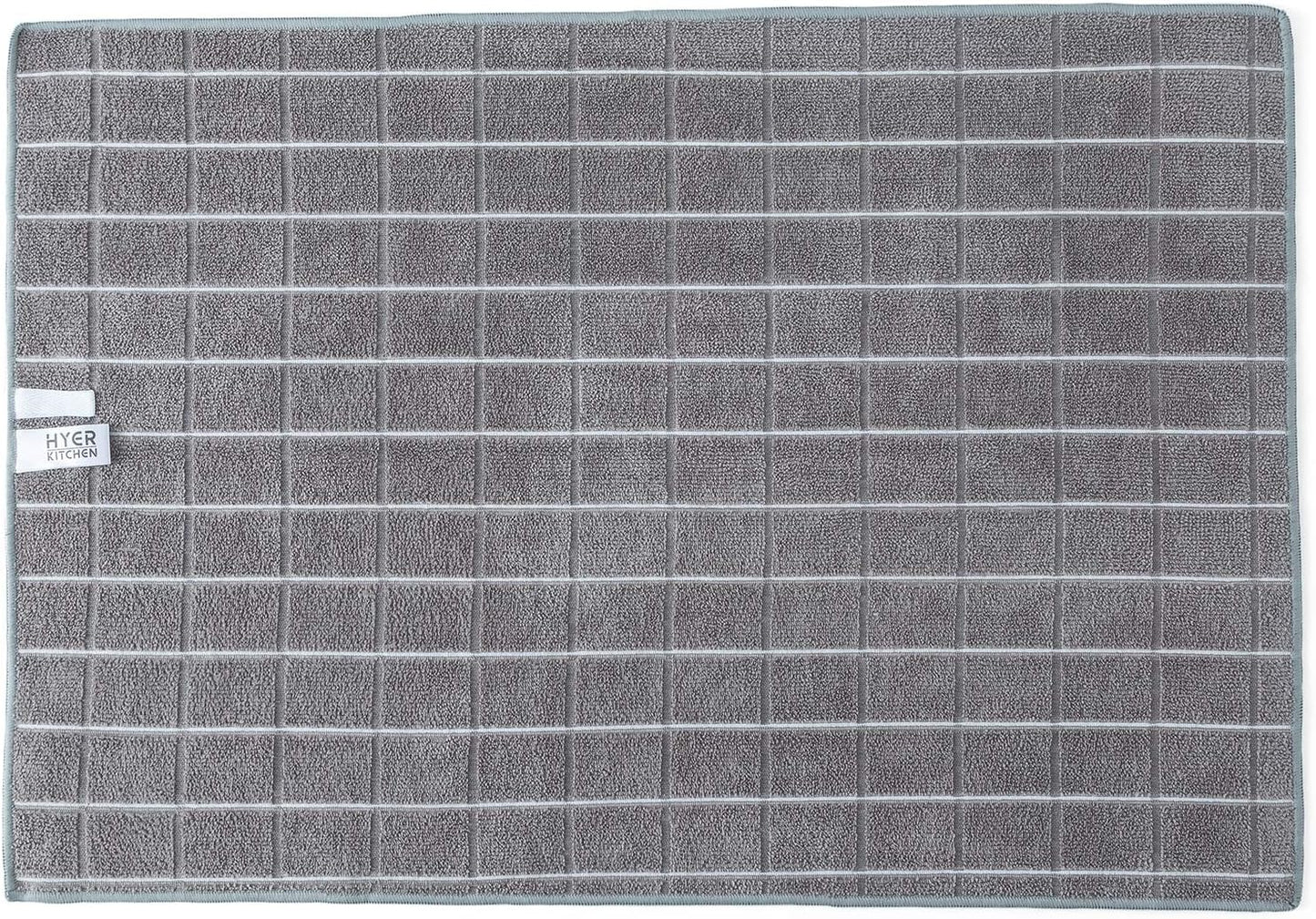 Skiennix Microfiber Dish Towels - Soft, Super Absorbent & Lint-Free - 8 Pack in Gray Lattice Design | 26 x 18 Inch