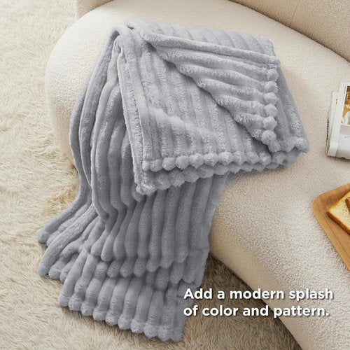 Bedsure GentleSoft Throw Blanket - Cozy Light Grey Fleece Blanket for Couch | 50x60 Inches