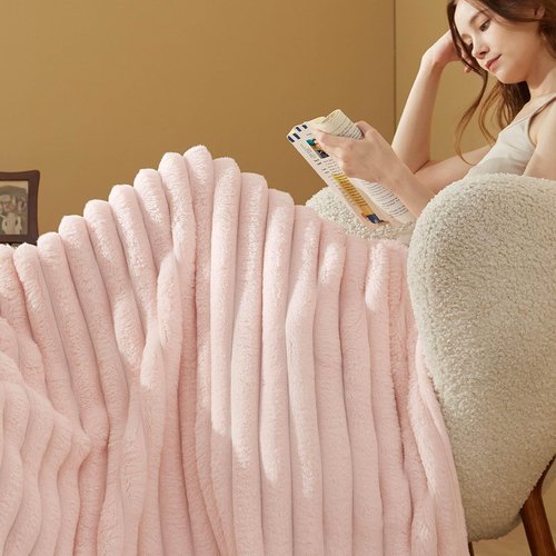 Bedsure Pink Throw Blanket - Fluffy 350GSM Cozy Plush Fleece for Women | 50x60 Inches, Striped Design