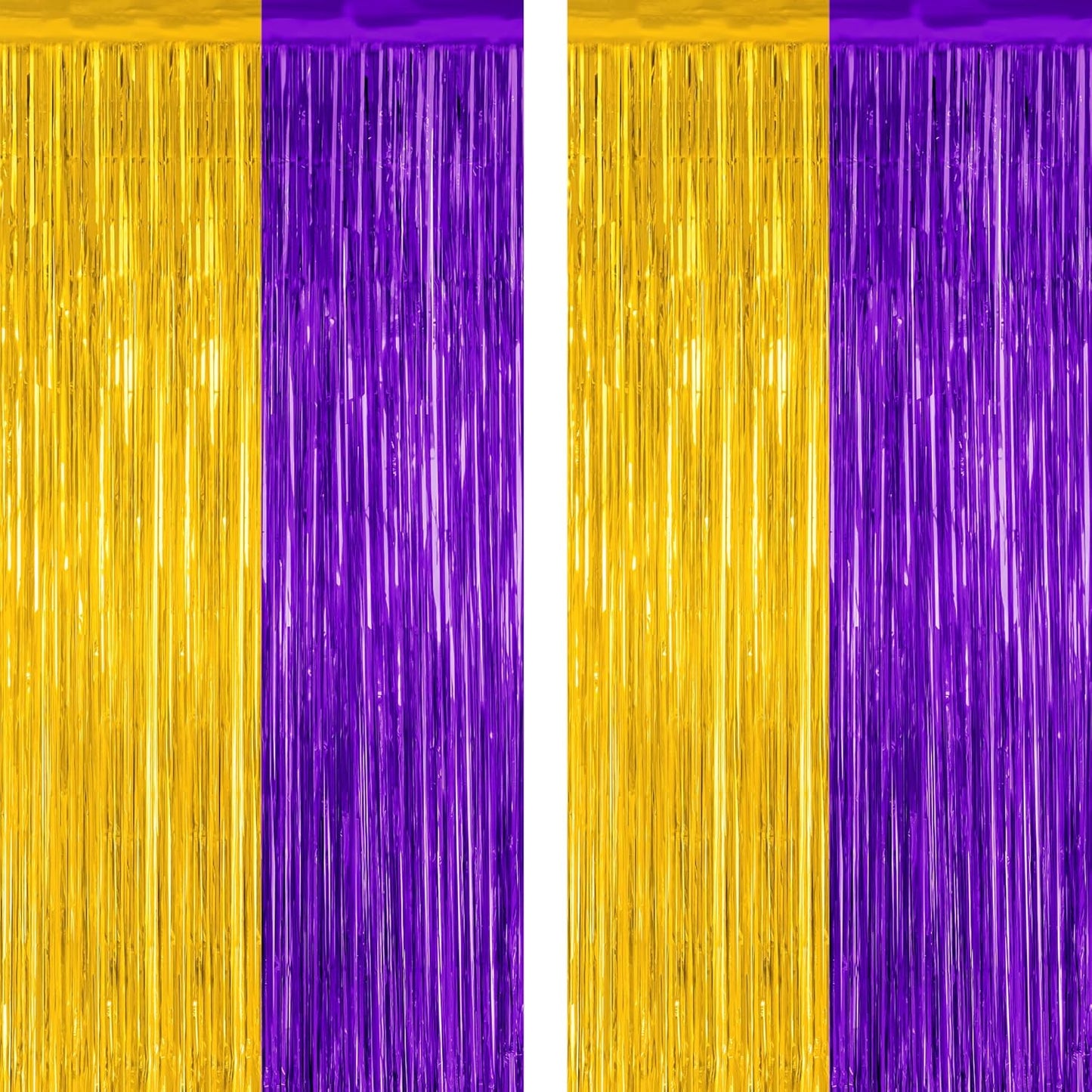 Regine Switzerland Graduation Backdrop - 2 Pack Metallic Purple & Gold Foil Fringe Curtains | 3.28 FT x 7.05 FT Class of 2026 Decor