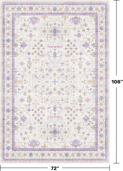 Hazo Haus 6x9 Lavender Area Rug - Non-Slip, Washable, Stain-Resistant for Bedroom & Playroom