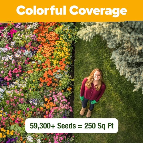 HOME GROWN Premium Wildflower Seeds Bulk Mix - 59,300+ Seeds in 19 Varieties for Pollinators | Perennial & Annual Seed Mix