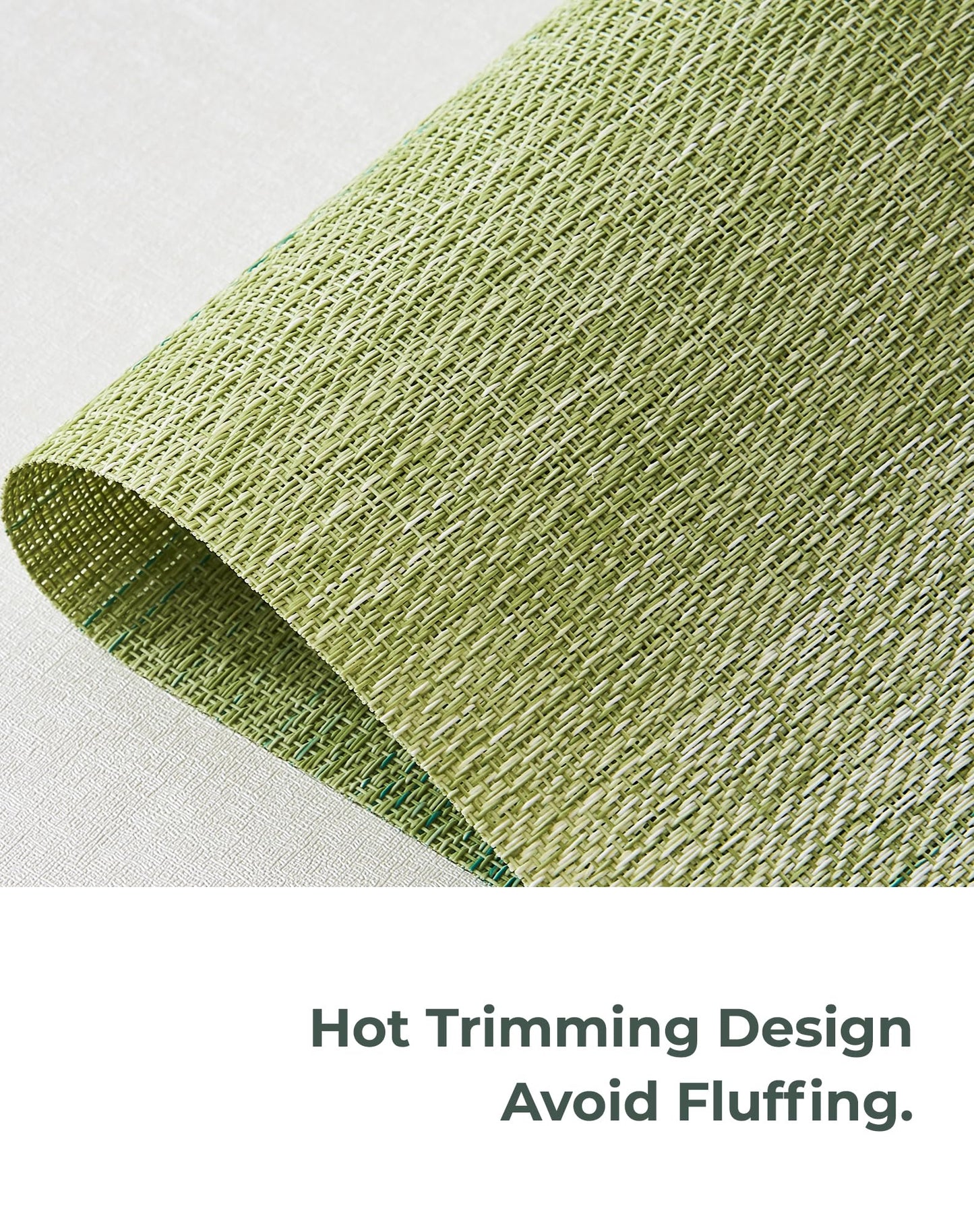 Leetaltree Gradient Green Woven Placemats Set of 12 - Heat Resistant Non-Slip Place mats for Dining Table, Washable Durable PVC Vinyl Woven Table Mats(Gradient Green, 12)