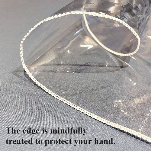 FeelingWarm Clear Table Cover Protector - Oval Clear 60x 90 Inch Plastic Tablecloth Vinyl Transparent Kitchen Waterproof Dining Desk Protector