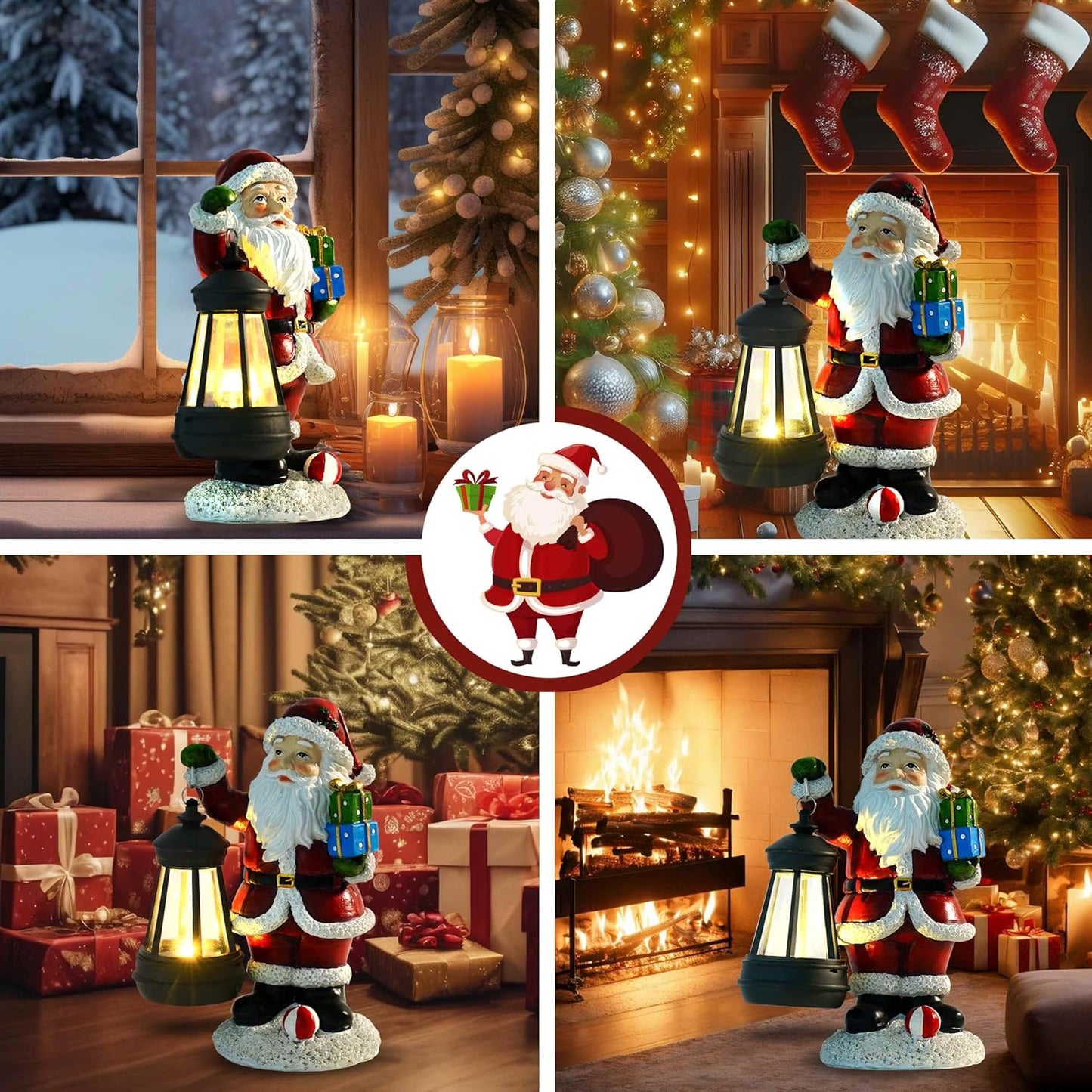 Skiennix Santa Claus Decor - Standing Figurines with Lantern Light for Indoor Ornaments | 2025 Holiday Centerpieces