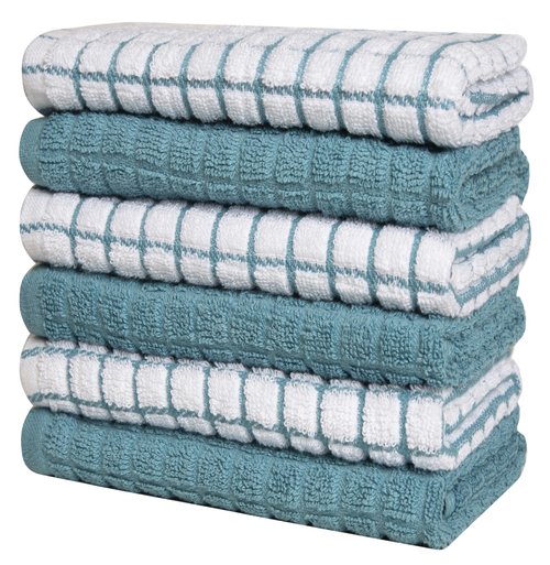Bumble Kitchen Towels (6 Pack) | 16" x 28" | 100% Cotton Dish Towels for Kitchen | 380 GSM | Soft, Highly Absorbent & Durable Dish Towels with Hanging Loop | Aqua
