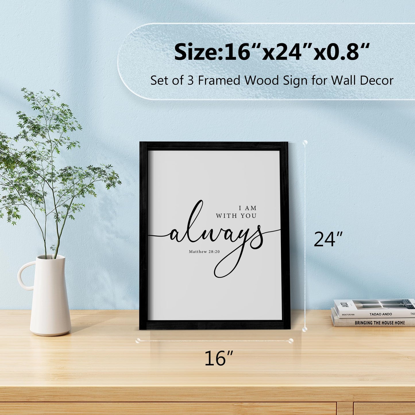 Heiple Framed Be Still and Know that I am God Sign Love is Patient Love is Kind Wall Art Set of 3 Prints for Home Bedroom Decor Above Bed Bible Verse Scripture Art Christian Religious Wall Decor (Black, 16"x24")