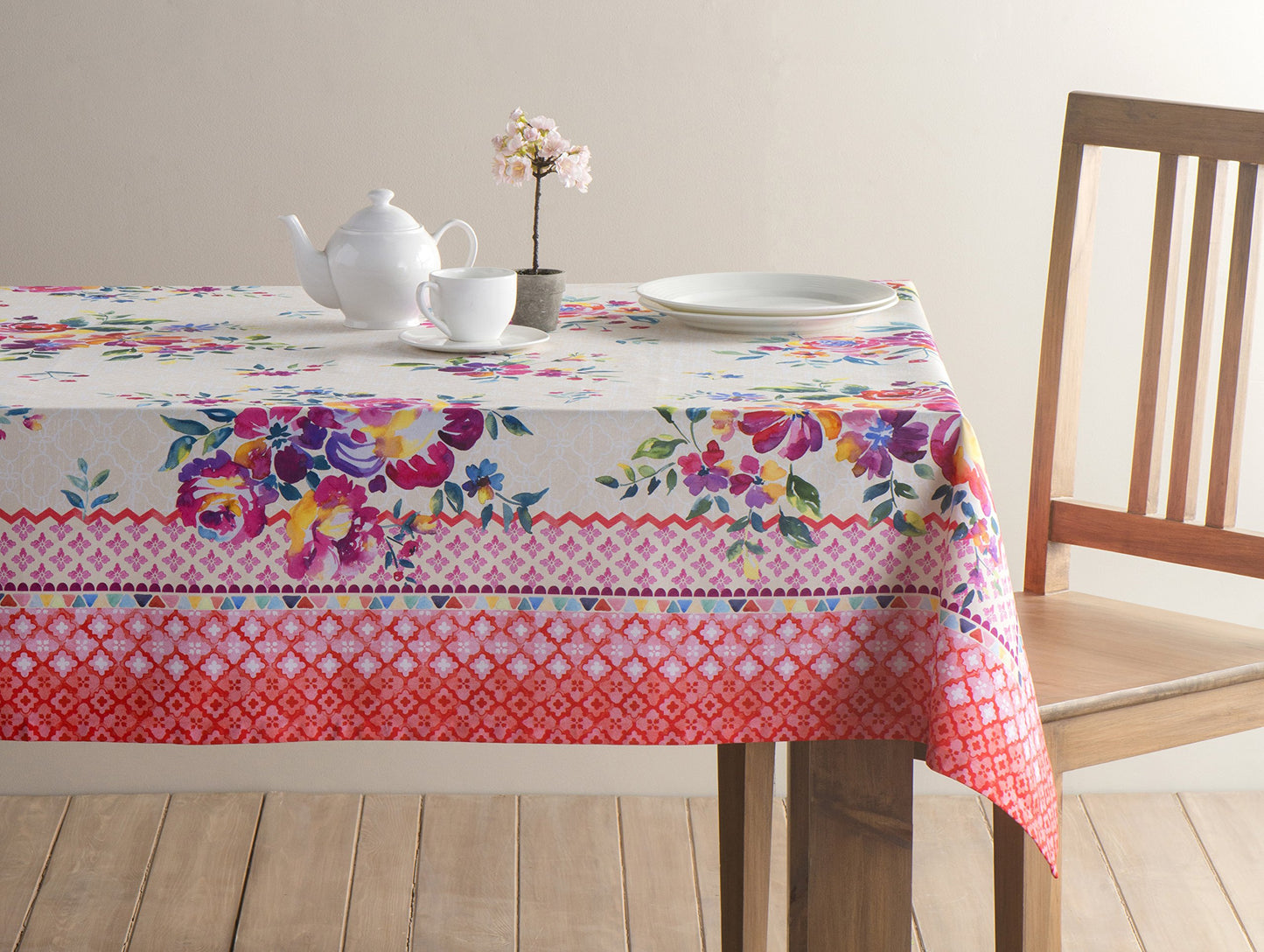 Maison d' Hermine Table Cloth Rectangle Table 100% Cotton 60 x 90 Inches Tablecloth Reusable Decorative for Dining Kitchen Room Farmhouse Home Gifts for Mothers Day Spring Summer - Rose Garden