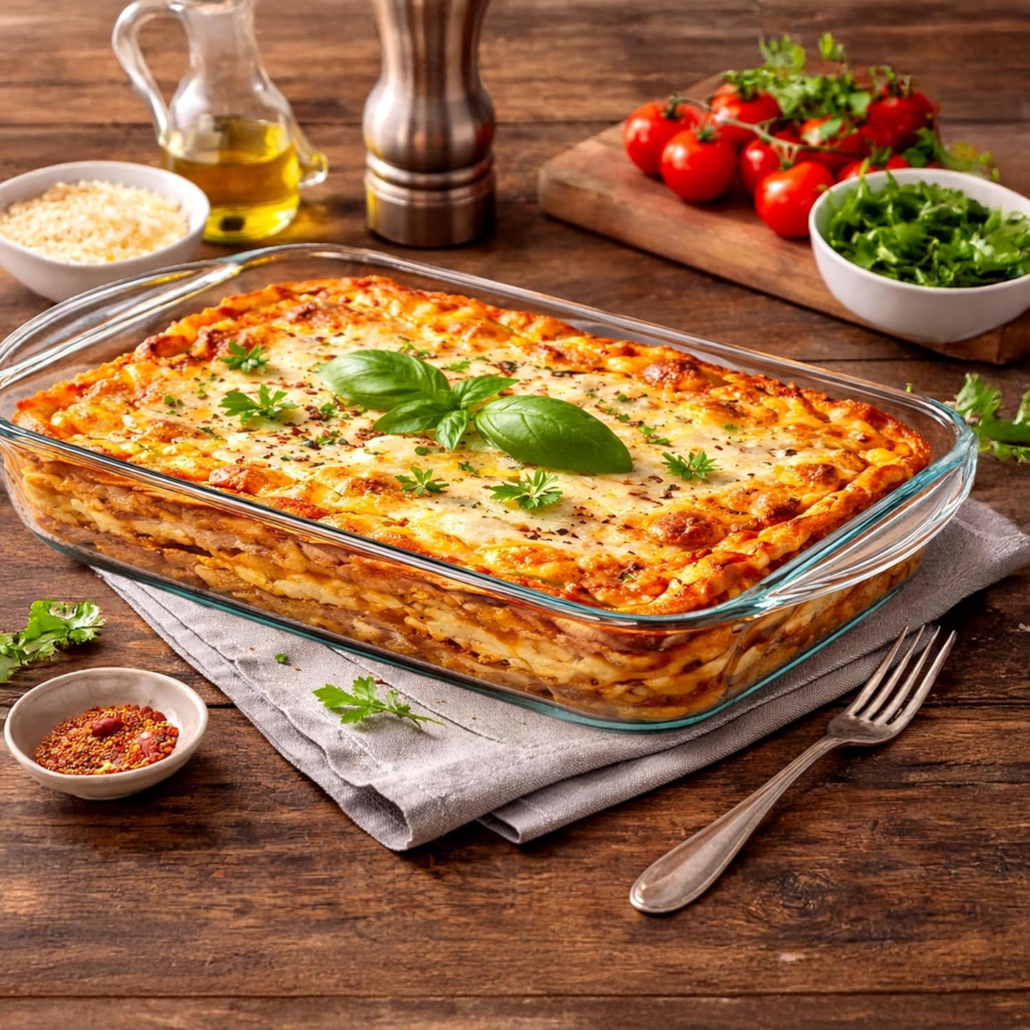 Ums 4-Qt Glass Baking Dish - Borosilicate Casserole with Lid | Oven, Microwave & Dishwasher Safe (15.7'' x 9.8'' x 2.4'')