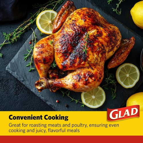 Glad Large Size Oven Bags for Meats & Poultry – BPA-Free* for Tender, Juicy Roasts with Fast & Easy Clean-Up, Cooking and Roasting Bags, Large 16" x 17.5" - 5 Count