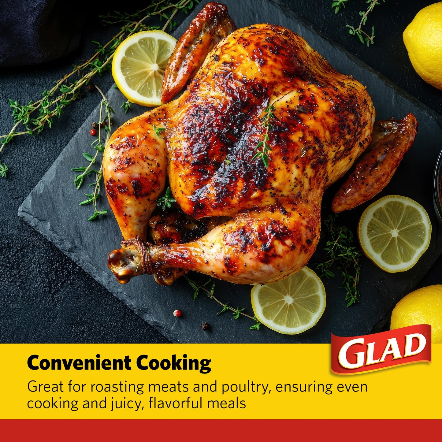 Glad Turkey Size Oven Cooking Bags for Meats and Poultry Weighing 8 to 24 lbs, BPA-Free, Locks in Moisture for Tender Juicy Roasts, Easy Clean-Up, 19 x 23.5 Inch, 2 Count