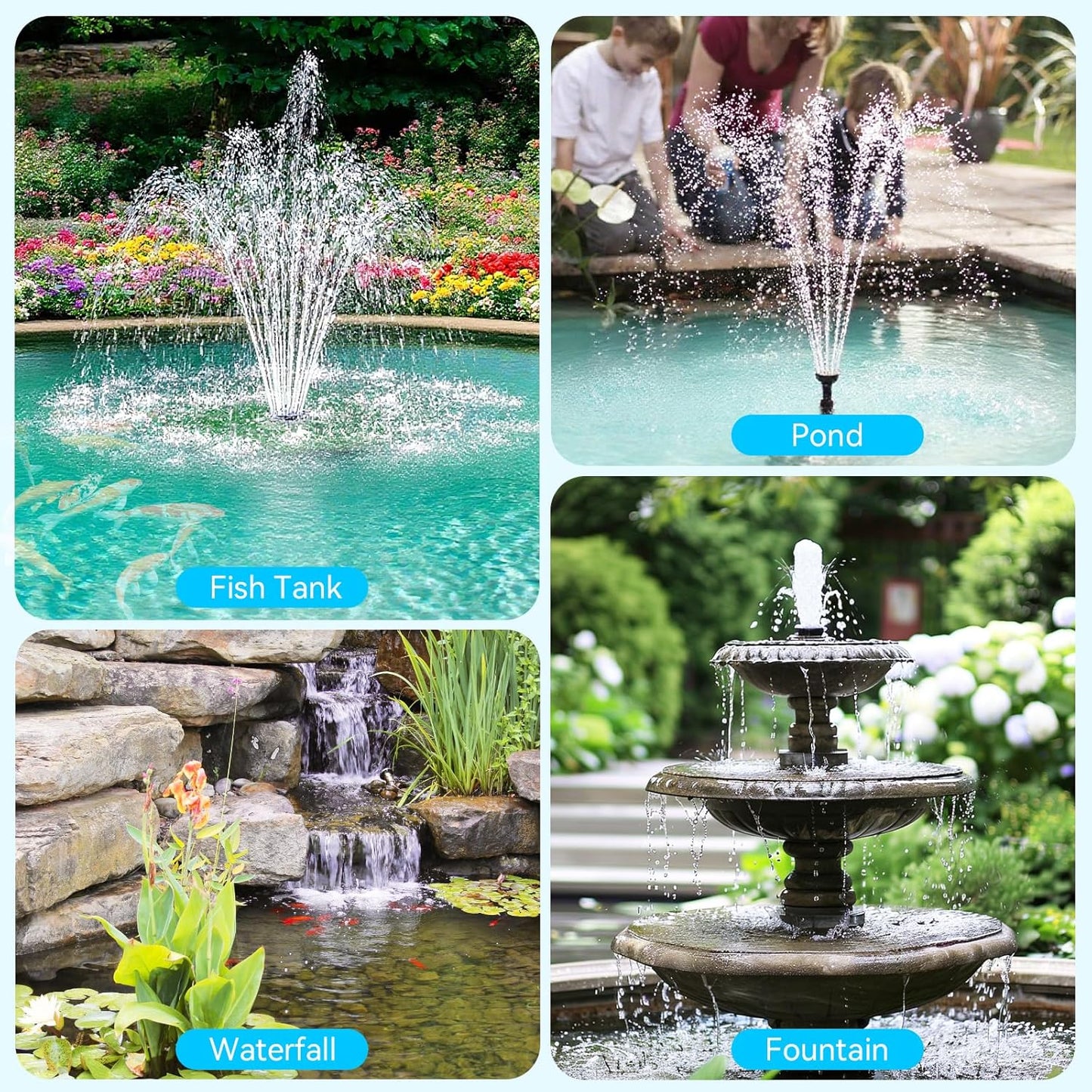 POPOSOAP 25W Solar Water Pump - Adjustable Flow Pond Filter with PVC Tubing for Outdoor Ponds & Waterfalls