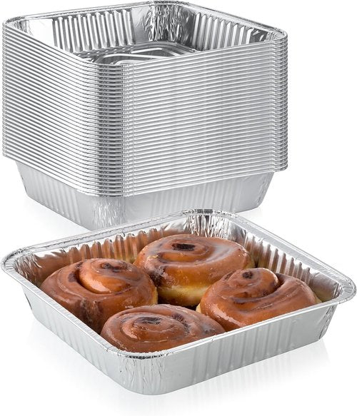 Extra-Thick Disposable Aluminum Baking Pans by [Brand Name] - Pack of 30 | 9” x 9” Recyclable Tins for Superior Heat Conductivity