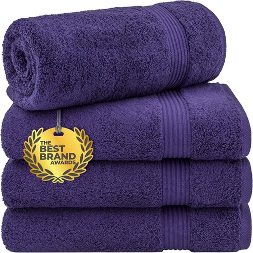Cotton Paradise Turkish Bath Towels - 100% Cotton Extra Large Plush Set in Purple | 4 Pieces