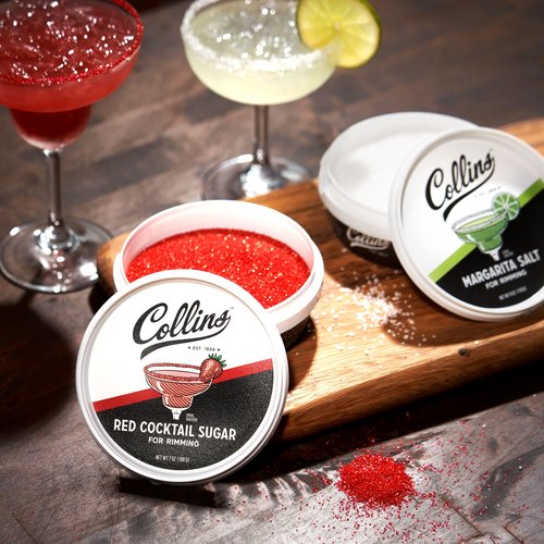 Collins Red Cocktail Sugar, Enhance Daiquiris, Cosmopolitans, Margaritas, Cocktail Drinks, Glass Rimming Sugar for Cocktails 7oz