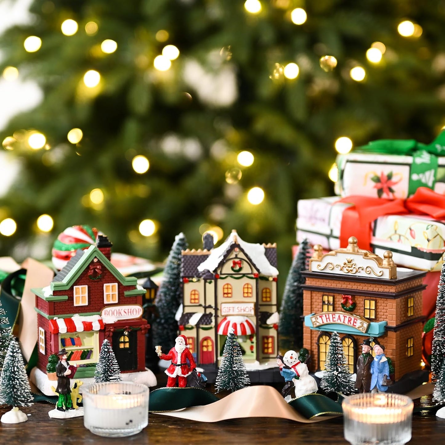 Valery Madelyn Pre-Lit Christmas Village Set - Battery Operated Holiday Figurines | 17 PCS Collection
