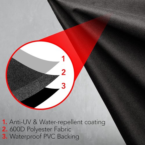 GrillTough Heavy Duty BBQ Grill Cover - Waterproof & Weather Resistant | 58 Inch Black Gas Grill Cover for Weber & Charbroil