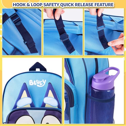 Bluey Mini Backpack - Kids' Adjustable Travel Bag | 11.5x9 in, Perfect for Picnics & Gifts (Blue)