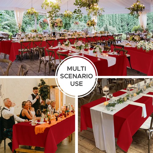 Fitable 8 Pack Table Cloth Rectangle Table: Stain and Wrinkle Resistant Tablecloth Rectangular, Washable Polyester Tablecloths for Wedding Party Dining Banquet Event Catering(Red, 70x108 Inch)