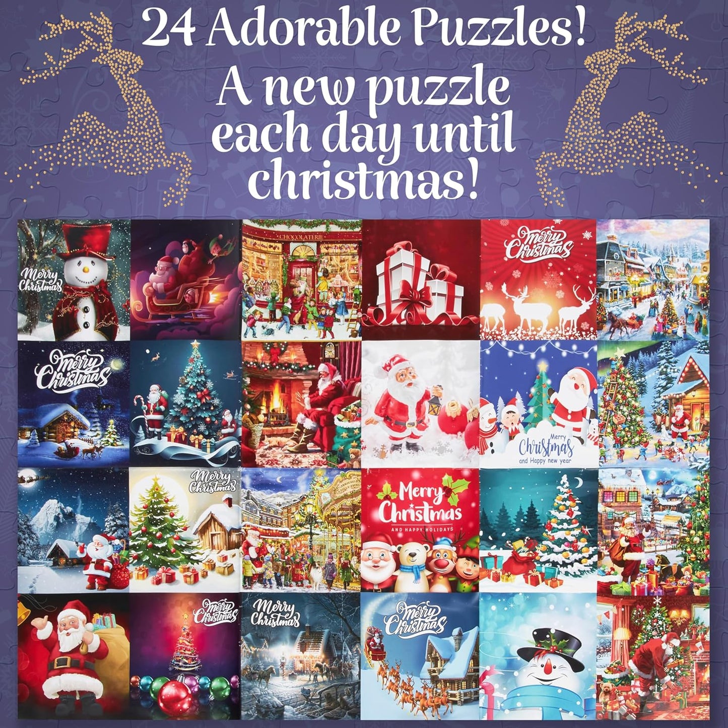 KreativeKraft Puzzle Advent Calendar 2025 - Fun Christmas Countdown with 24 Mini Puzzles for All Ages